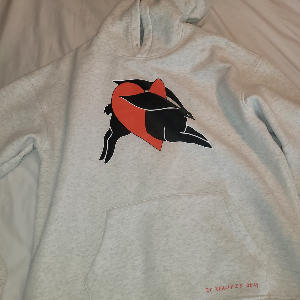 Forenza Art Gray Hoodie with Red and Black Heart Design